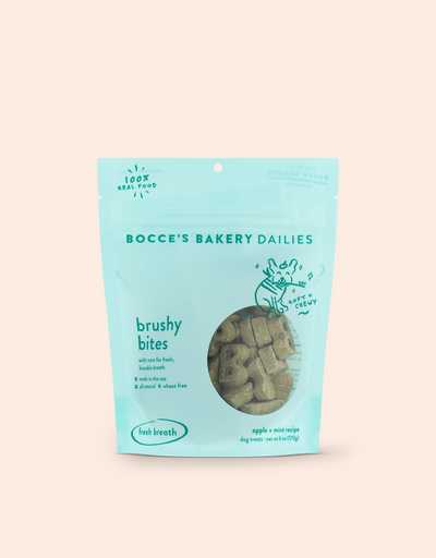 Bocce's Bakery Dailies Brushy Bites Dog Treats Apple & Mint 6oz