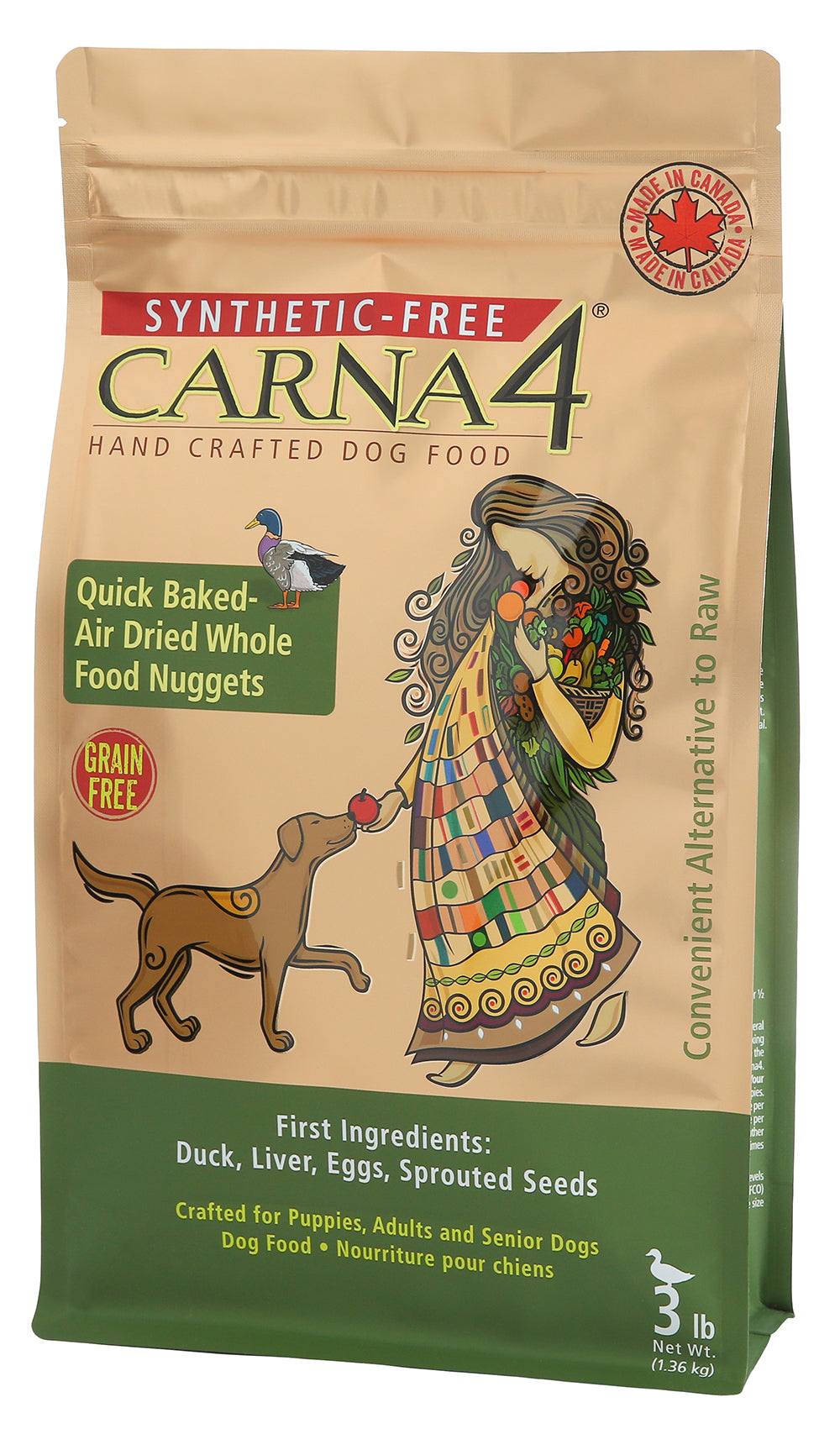 Synthetic-Free Carna4 Grain Free Duck Formula Dog Food