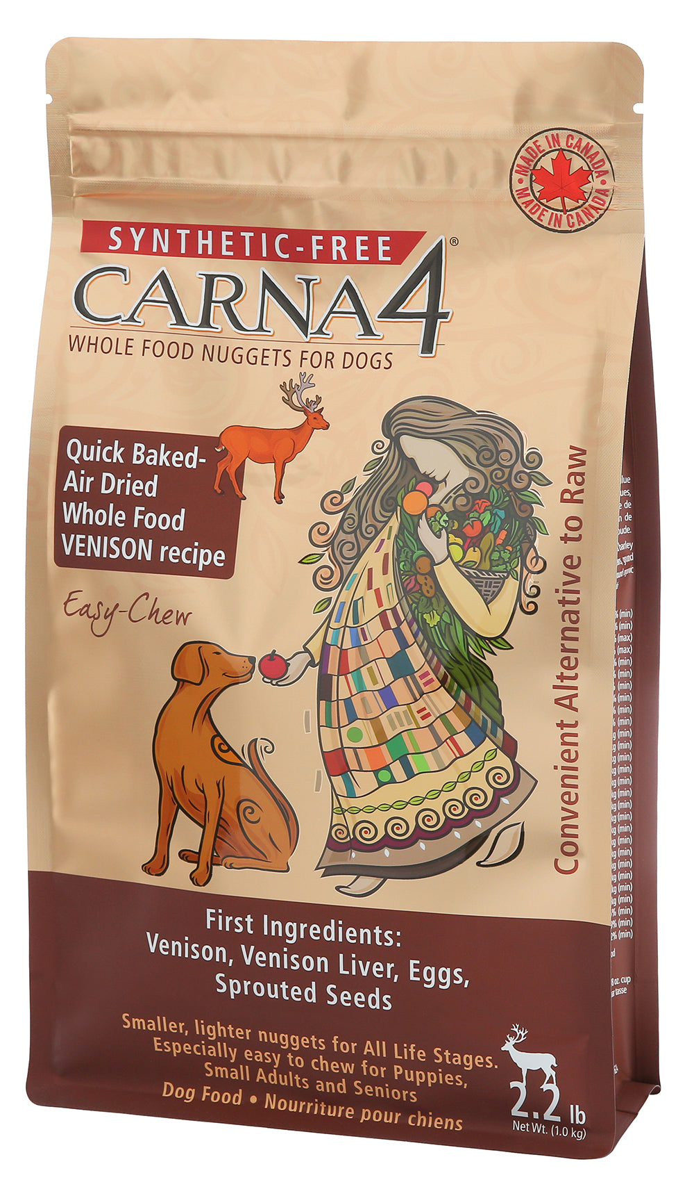 Synthetic-Free Carna4 Easy Chew Venison Formula Dog Food, 2.2lb