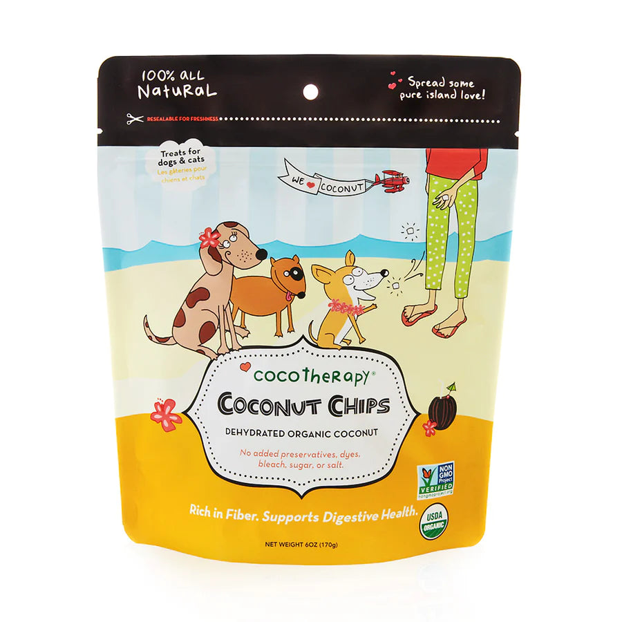 CocoTherapy Organic Coconut Chips Dog & Cat Treats 6oz