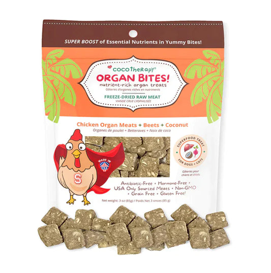 CocoTherapy Organ Bites Chicken Organ Meats+Beets+Coconut Dog & Cat Treats 3oz