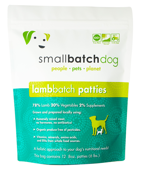 Small Batch Dog Lamb Batch Patties Raw Frozen Dog Food, 18-lb BULK