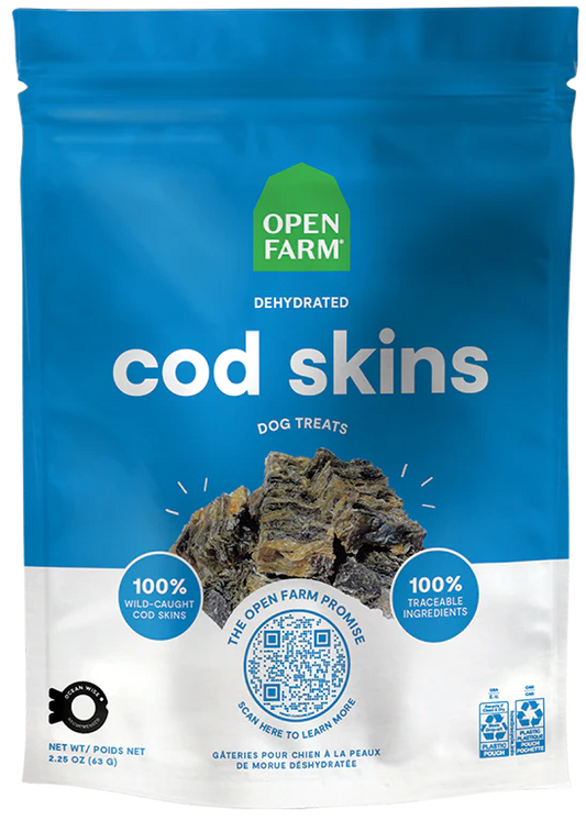 Open Farm Dehydrated Cod Skins Dog Treats 2.25oz