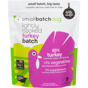 Small Batch Dog Lightly Cooked Turkey Batch Frozen Dog Food, 2-lb