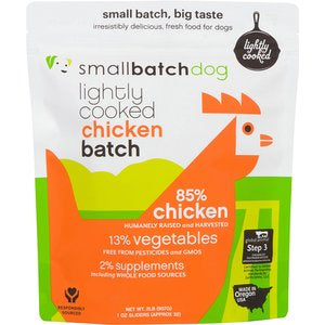 Small Batch Dog Lightly Cooked Chicken Batch Frozen Dog Food, 2-lb