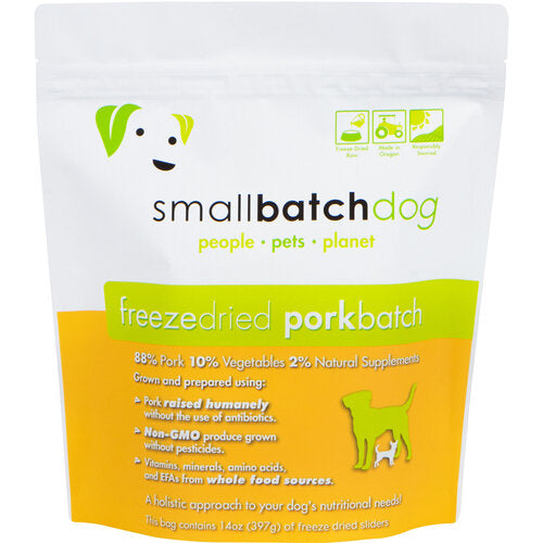 Small Batch Dog Pork Sliders Freeze-Dried Dog Food, 14-oz