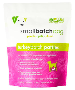 Small Batch Dog Turkey Batch Sliders Raw Frozen Dog Food, 3-lb