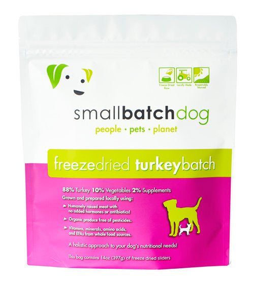 Small Batch Dog Turkey Batch Sliders Freeze-Dried Dog Food, 14-oz