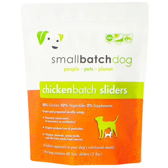 Smallbatch Dog Chicken Batch Sliders Raw Frozen Dog Food 3lb