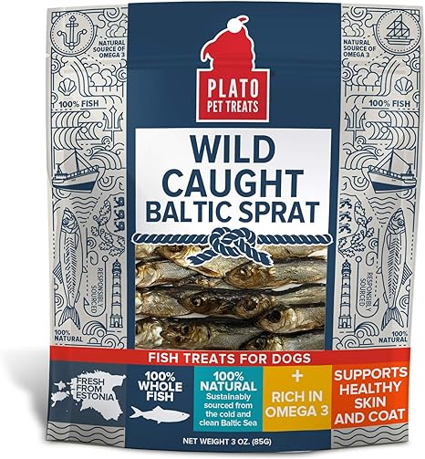 Plato Pet Treats Wild Caught Baltic Sprat Fish Treats 3oz