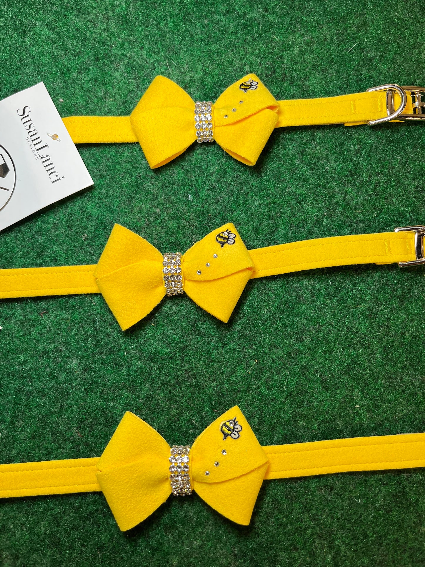 SusanLanci Ultra Suede Yellow Bumble Bee Collar