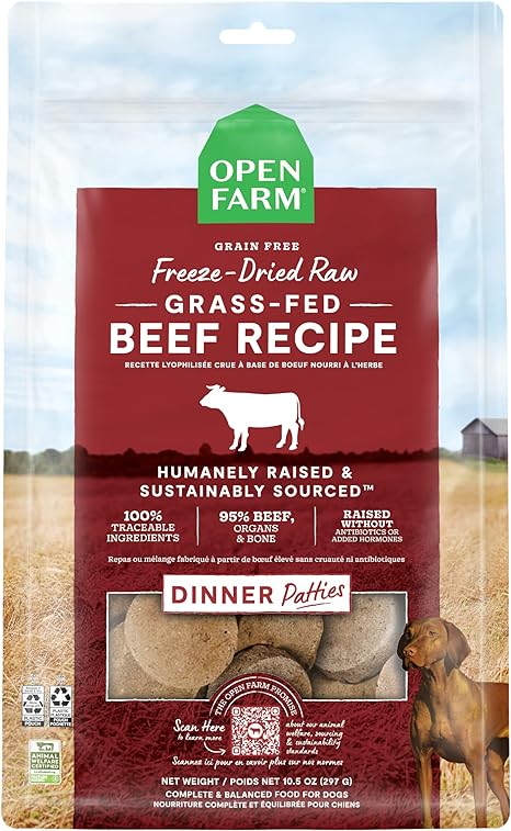 Open Farm Grain Free Freeze-Dried Raw Dinner Patties Grass-Fed Beef Recipe