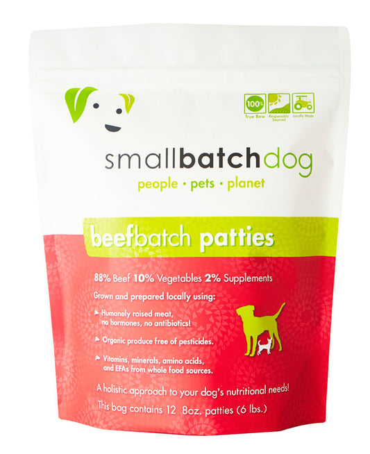 Small Batch Dog Beef Batch Patties Raw Frozen Dog Food, 6-lb