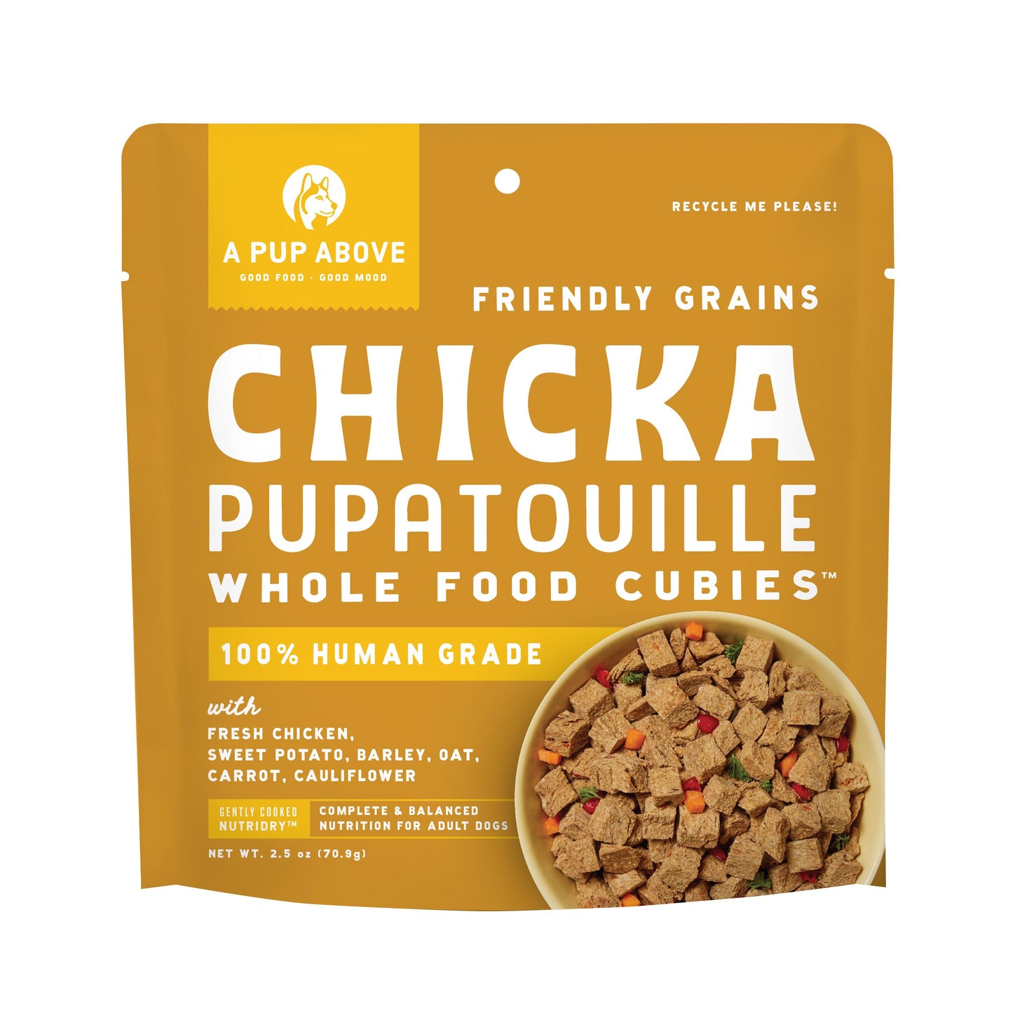 A Pup Above Chicka Pupatouille Whole Food Cubies Friendly Grains Dry Food, 2.5oz