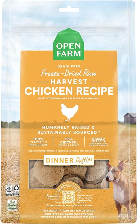 Open Farm Grain Free Freeze-Dried Raw Dinner Patties Harvest Chicken Recipe