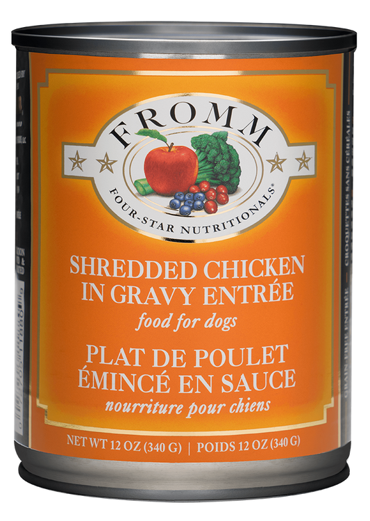 Fromm Four-Star Nutritionals Shredded Chicken in Gravy Entree Canned Dog Food, 12-oz