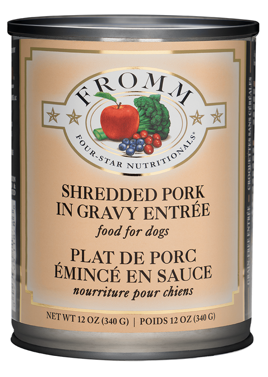 Fromm Four-Star Nutritionals Shredded Pork in Gravy Entree Canned Dog Food, 12-oz