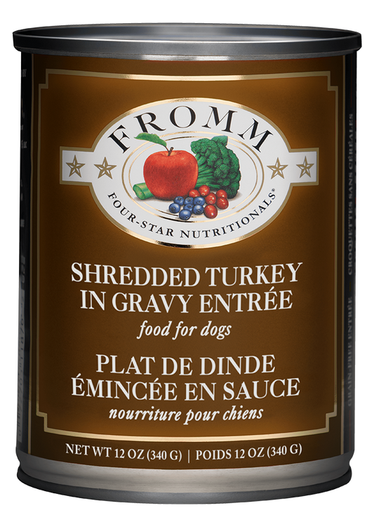 Fromm Four-Star Nutritonals Shredded Turkey in Gravy Entree Canned Dog Food, 12-oz