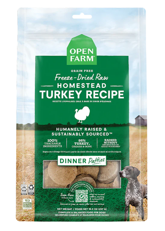 Open Farm Grain Free Freeze-Dried Raw Dinner Patties Homestead Turkey Recipe