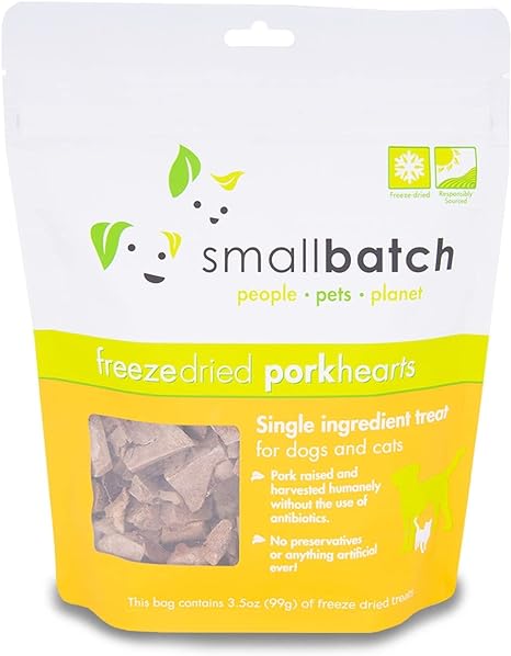 Small Batch Treats Freeze-Dried Pork Hearts 3.5oz