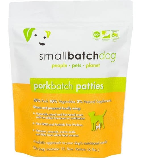 Small Batch Dog Pork Batch Patties Raw Frozen Dog Food, 6-lb