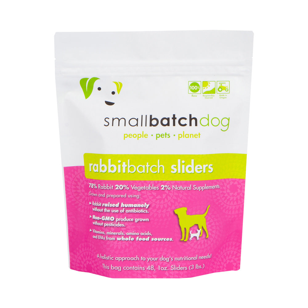 SmallBatch Dog Rabbit Batch Sliders Raw Frozen Food, 3lbs