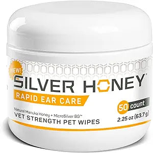 Absorbine Silver Honey Rapid Ear Care Vet Strength Pet Wipes, 50ct