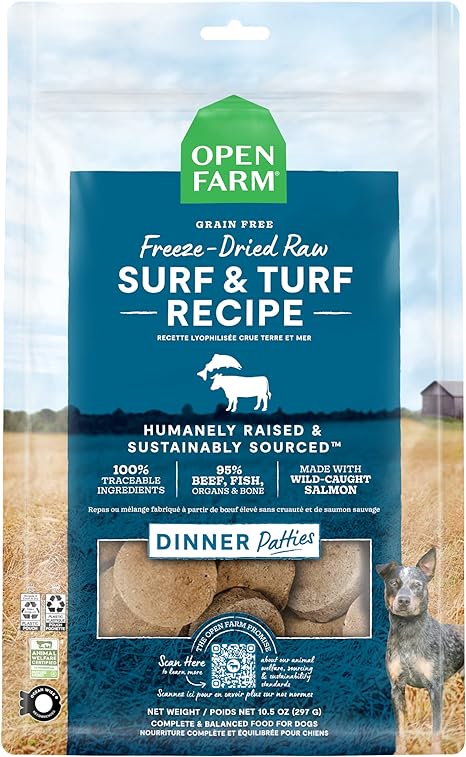 Open Farm Grain Free Freeze-Dried Raw Dinner Patties Surf & Turf Recipe