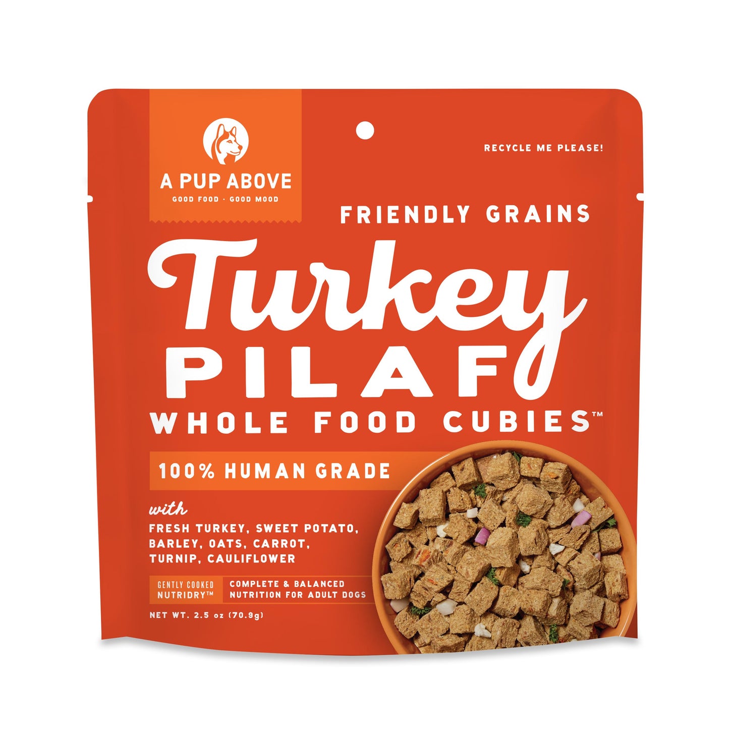 A Pup Above Turkey Pilaf Whole Food Cubies Friendly Grains Dry Food, 2.5oz